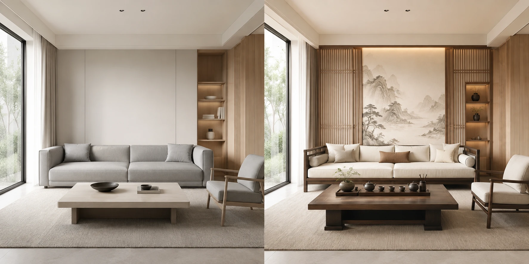 新中式客厅参考与效果示例